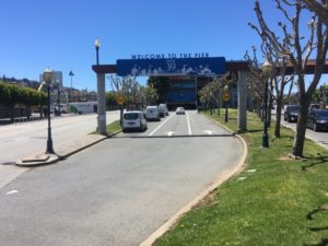 Street view of the entrance to Pier 39 on Fisherman's Wharf